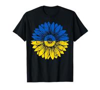 Peace in Ukraine Sunflower Distressed Blue and Yellow T-Shirt