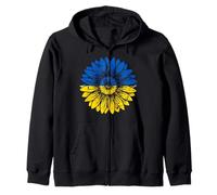 Peace in Ukraine Sunflower Distressed Blue and Yellow Zip Hoodie