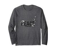 Peace is Complicated: Powerful Dove & Typography Art Long Sleeve T-Shirt, Adult Unisex, Dark Heather Grey, XXL