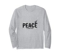 Peace is Complicated: Powerful Dove & Typography Art Long Sleeve T-Shirt, Adult Unisex, Heather Grey, XXL