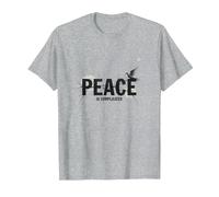 Peace is Complicated: Powerful Dove & Typography Art T-Shirt, Men, Heather Grey, XXL