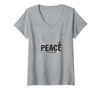 Peace is Complicated: Powerful Dove & Typography Art V-Neck T-Shirt, Women, Heather Grey, XXL