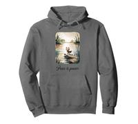 Peace Is Power Cute Cat By Calm Lake Art Pullover Hoodie