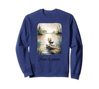 Peace Is Power Cute Cat By Calm Lake Art Sweatshirt