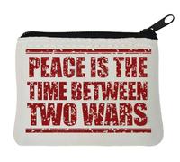 Peace is The Time Between Two Ward Red Graphic Neoprene Coin Purse Pouch 10x11cm White