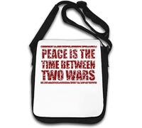 Peace Is The Time Between Two Ward Red Graphic Shoulder Bag White