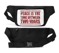 Peace is The Time Between Two Ward Red Graphic Unisex Waist Bag Black
