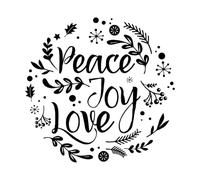 Peace Joy Love Hippie Flower Children Home Fine Carving Stickers 36x38.4cm Do not Damage The Wall Surface Small Black