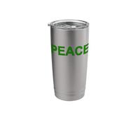Peace Large Writing in Green with Grey Border Stainless Steel Insulated Tumbler