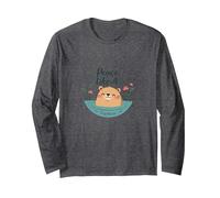 Peace Like A Capybara: Cute Animal Zen Lover Gift Long Sleeve T-Shirt, Adult Unisex, Dark Heather Grey, XXL
