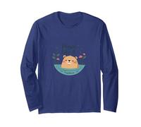 Peace Like A Capybara: Cute Animal Zen Lover Gift Long Sleeve T-Shirt, Adult Unisex, Navy, XL