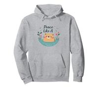 Peace Like A Capybara: Cute Animal Zen Lover Gift Pullover Hoodie, Adult Unisex, Heather Grey, XL