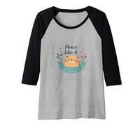 Peace Like A Capybara: Cute Animal Zen Lover Gift Raglan Baseball Tee, Women, Black/Athletic Heather, L