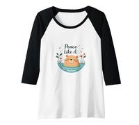 Peace Like A Capybara: Cute Animal Zen Lover Gift Raglan Baseball Tee, Women, Black/White, L