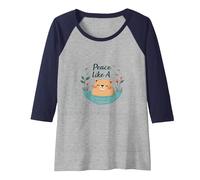 Peace Like A Capybara: Cute Animal Zen Lover Gift Raglan Baseball Tee, Women, Navy/Athletic Heather, XL