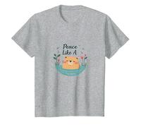 Peace Like A Capybara: Cute Animal Zen Lover Gift T-Shirt, Kids, Heather Grey, 12 Years