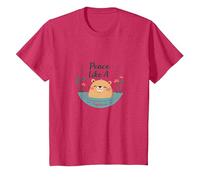 Peace Like A Capybara: Cute Animal Zen Lover Gift T-Shirt, Kids, Red Heather, 10 Years