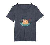 Peace Like A Capybara: Cute Animal Zen Lover Gift T-Shirt, Women's Plus, Heather Blue, 1X