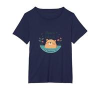 Peace Like A Capybara: Cute Animal Zen Lover Gift T-Shirt, Women's Plus, Navy, 2X