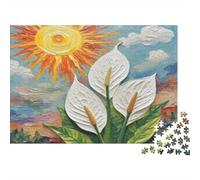Peace Lily 1000 Piece Jigsaw Puzzle for Women White Lilies with Sun Great Gift Idea | Fun Home Activity 52x38cm/1000pcs