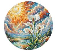 Peace Lily 1000 Piece Round Puzzles Jigsaw for Adults Gift for Family Colorful for Impossible for Creative for Teenagers And Adults 1000pcs (67.5x67.5cm)