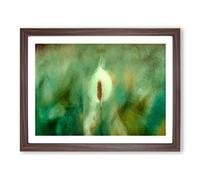 Peace Lily In Abstract Modern Art Framed Wall Art Print, Ready to Hang Picture for Living Room Bedroom Home Office Décor, Walnut A4 (34 x 25 cm)