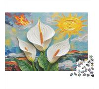Peace Lily Puzzle for Adults Educational: White Lilies with Sun 1000 Pieces Suitable for Decompression 38x26cm/1000pcs