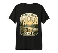Peace Looks Good Here - Lake and Sunset Premium T-Shirt