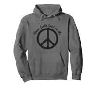 Peace Looks Good On Me Self Care Peace Sign Calm Mindset Pullover Hoodie