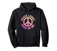 Peace Looks Good On Me Self Care Peace Sign Calm Mindset Pullover Hoodie