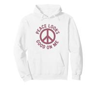 Peace Looks Good On Me Self Care Peace Sign Calm Mindset Pullover Hoodie