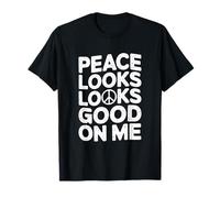 Peace Looks Good On Me Self Care Peace Sign Calm Mindset T-Shirt