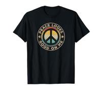 Peace Looks Good On Me Self Care Peace Sign Calm Mindset T-Shirt