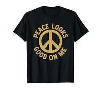 Peace Looks Good On Me Self Care Peace Sign Calm Mindset T-Shirt