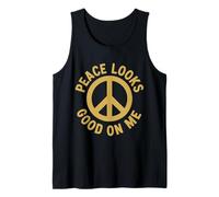 Peace Looks Good On Me Self Care Peace Sign Calm Mindset Tank Top