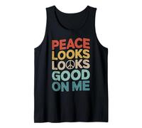 Peace Looks Good On Me Self Care Peace Sign Calm Mindset Tank Top