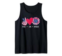 Peace Love America Sunflower American Flag 4th of July Tank Top