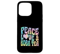 Peace Love And Boba Tea Heart and Peace Symbol Case for iPhone 15 Pro Max