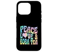 Peace Love And Boba Tea Heart and Peace Symbol Case for iPhone 16 Pro