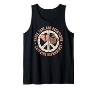 Peace, Love and Caffeine Coffee Lover Retro Tank Top