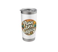 Peace Love and Camping Lover Camper Retro Hippy Groovy Camp Stainless Steel Insulated Tumbler