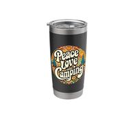Peace Love and Camping Lover Camper Retro Hippy Groovy Camp Stainless Steel Insulated Tumbler