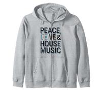 Peace Love and House Music Rave Design Zip Hoodie