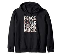 Peace Love and House Music Rave Design Zip Hoodie