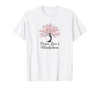 Peace Love and Mindfulness Cherry Blossom Tree Sakura Zen T-Shirt