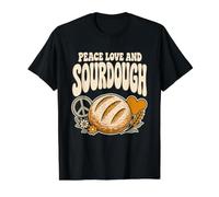 Peace Love and Sourdough Retro Artisan Baker Value Graphic T-Shirt, Men, Black, S