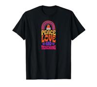 Peace Love and Teaching Bohemian Rainbow Value Graphic T-Shirt, Men, Black, L