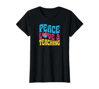 Peace Love and Teaching Value Graphic T-Shirt, Women, Black, M