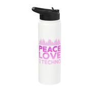 Peace, Love and Techno Music Gear for Techno DJ Stainless Steel Insulated Water Bottle