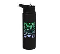 Peace, Love and Techno Music Stainless Steel Insulated Water Bottle